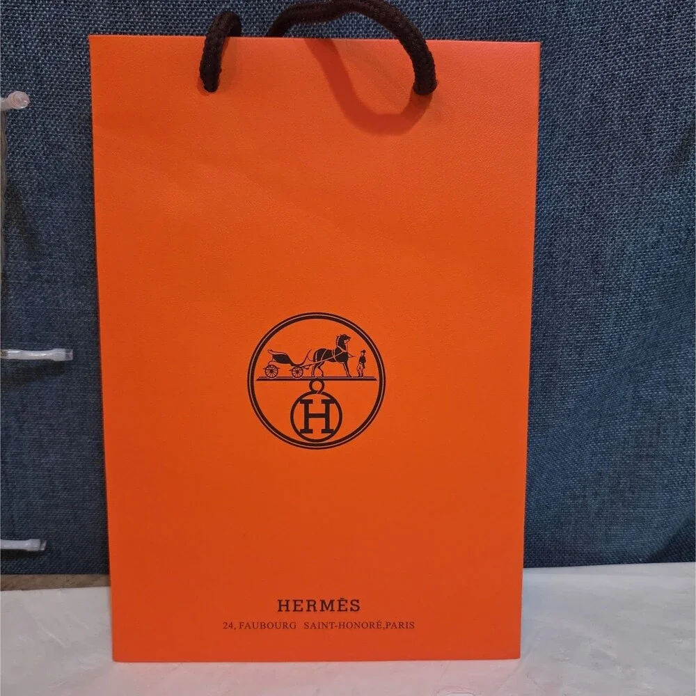 Hermes Small Orange Shopping Bag Authentic Paper Gift Tote Luxury Decor
